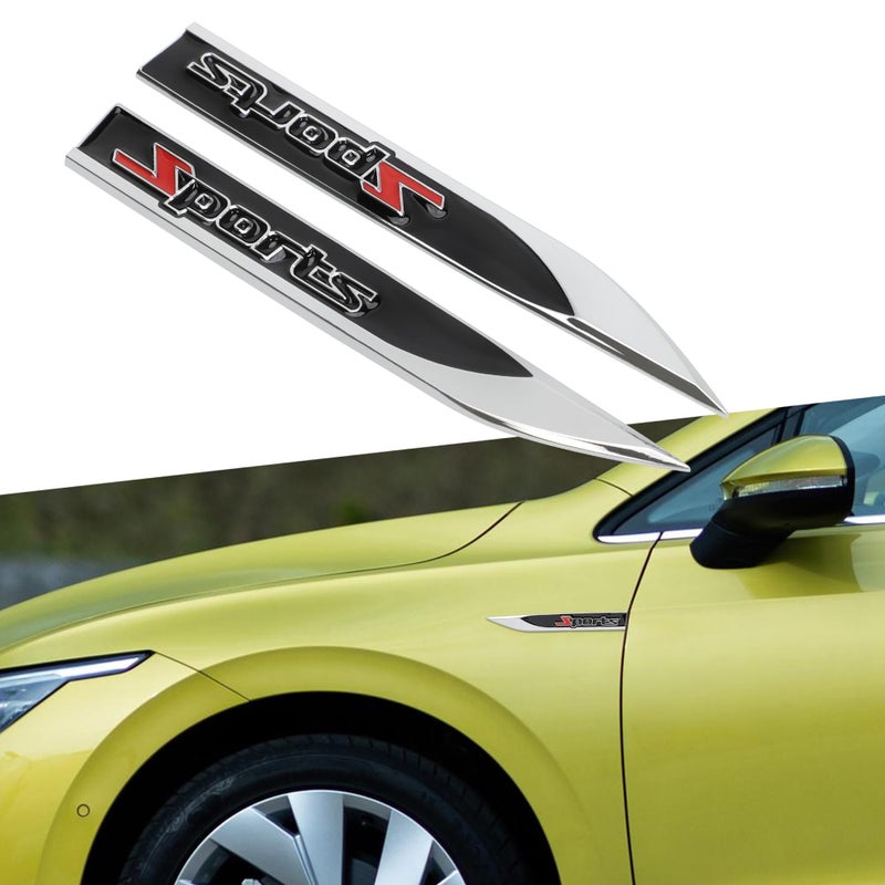 TOMALL 2Pcs 3D Metal Sports Logo Emblem Badge for Car Side Fender Emblem Decals Rear Trunk Badge Sticker Sport Decal for All Truck SUV Pickup Model Racing Sports Decoration for Car Accessories Black