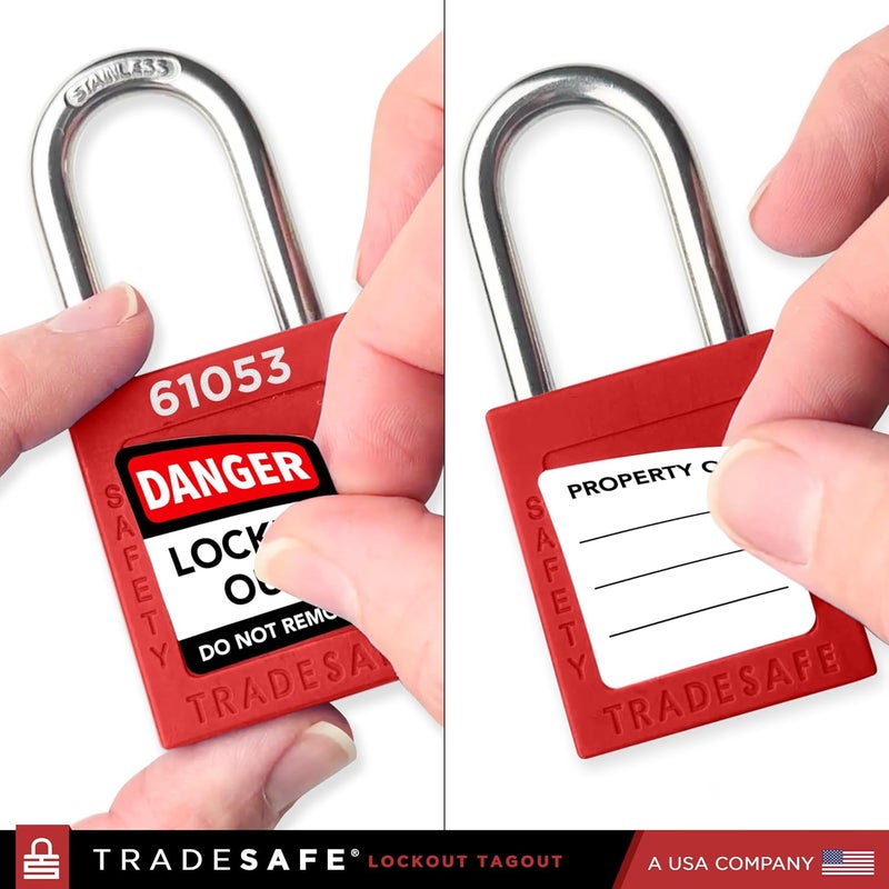 TRADESAFE Lockout Tagout Locks Set - 10 Red Loto Locks, Lockout Locks Keyed Different, 2 Keys Per Lock, OSHA Compliant Lock Out Tag Out Padlocks, Safety Padlocks for Electrical Lockout Tag Out Kits - Image 4
