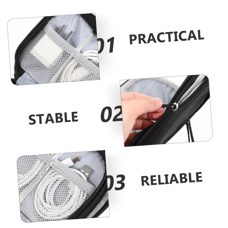 Black Electronic Travel Organizer Bag For Cords USB Accessories Portable Outdoor Makeup Storage - Image 3