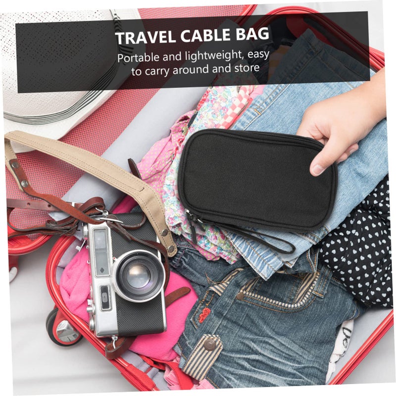 Black Electronic Travel Organizer Bag For Cords USB Accessories Portable Outdoor Makeup Storage - Image 5