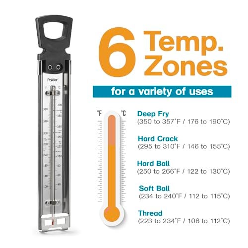 Polder Candy Thermometer, Stainless Steel Cooking Thermometer with Pot Clip, for Jam, Syrup, Jelly, Yogurt, and Deep Fry, 12" - Image 2