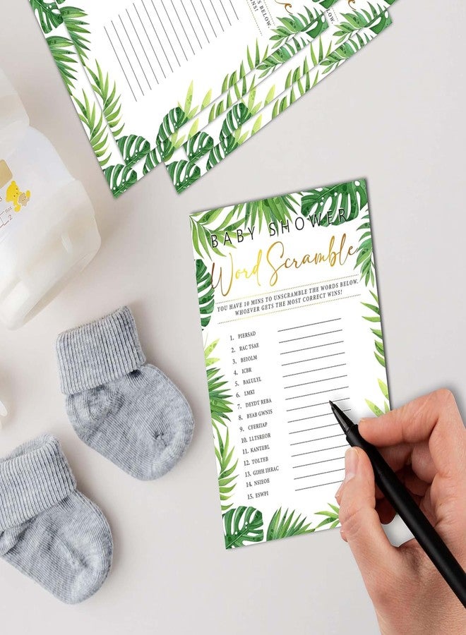 ISOVF 30 Woodland Baby Shower Games With 1 Answer Card(5"x7") - 2 Games Double-sided - Oh Baby True or False & Word Scramble Game - Jungle Safari Animals Baby Gender Reveal Party Favors and Supplies-f01 - Image 3