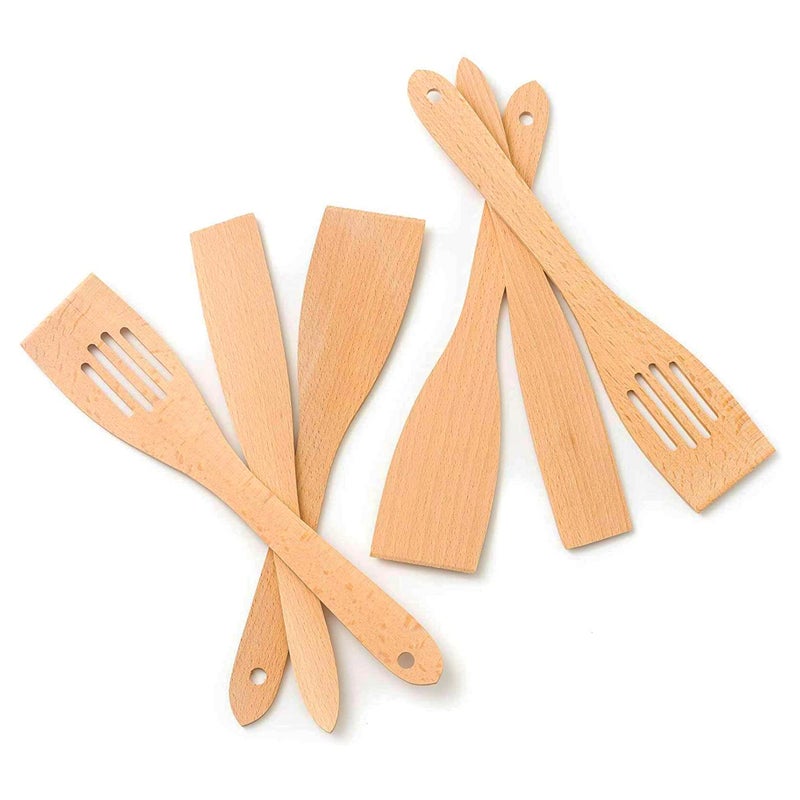 tuuli tuuli Kitchen - 6-Piece Wooden Spatula Cooking Utensils Set  Specially Designed Solid Beechwood Wooden Spatula for Cooking  Durable Wooden Utensils for Everyday Use  - Image 1