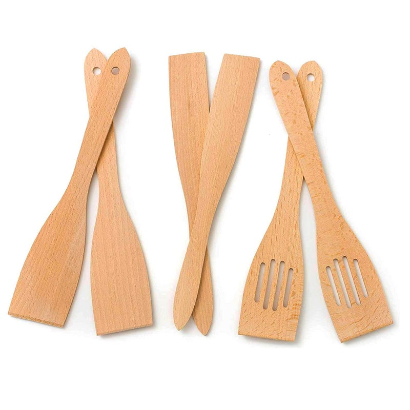 tuuli tuuli Kitchen - 6-Piece Wooden Spatula Cooking Utensils Set  Specially Designed Solid Beechwood Wooden Spatula for Cooking  Durable Wooden Utensils for Everyday Use  - Image 2