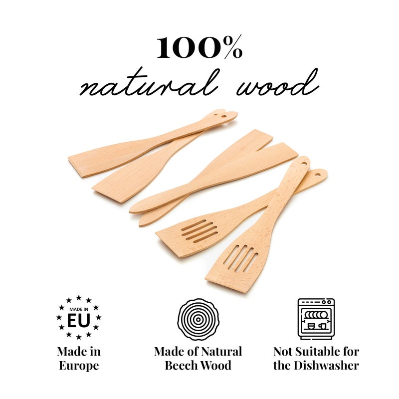 tuuli tuuli Kitchen - 6-Piece Wooden Spatula Cooking Utensils Set  Specially Designed Solid Beechwood Wooden Spatula for Cooking  Durable Wooden Utensils for Everyday Use  - Image 4