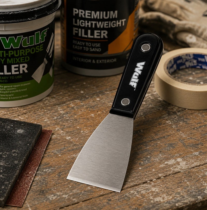 Wulf 2.5-Inch Stainless Steel Putty Knife Scraper Professional Rust Resistant Wall Paint Scraper with Heavy Duty Riveted Handle for Drywall Spackling Patching and Surface Repair Tool - Image 4