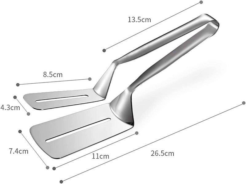 BEING CART 3in1 Cooking Tong Double Sided Spatula 10 inch Multifunctional Stainless Steel Food Flipping Spatula Tongs Clip for Beefsteak Bread Hamburger BBQ Meats Pizza Pies Bread Fish - Image 2