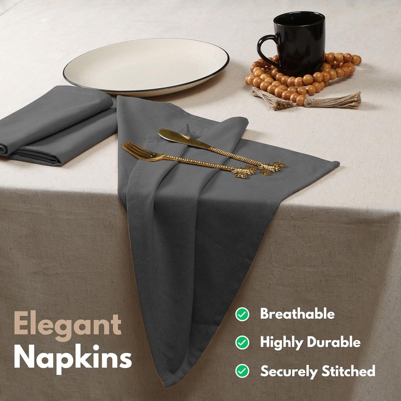 Native Fab Solid Cloth Napkin Set of 4 100 Cotton Washable Reusable Dinner Cloth Napkin 17x17 inches Table Decor Napkins for Dinner Events Grey - Image 2