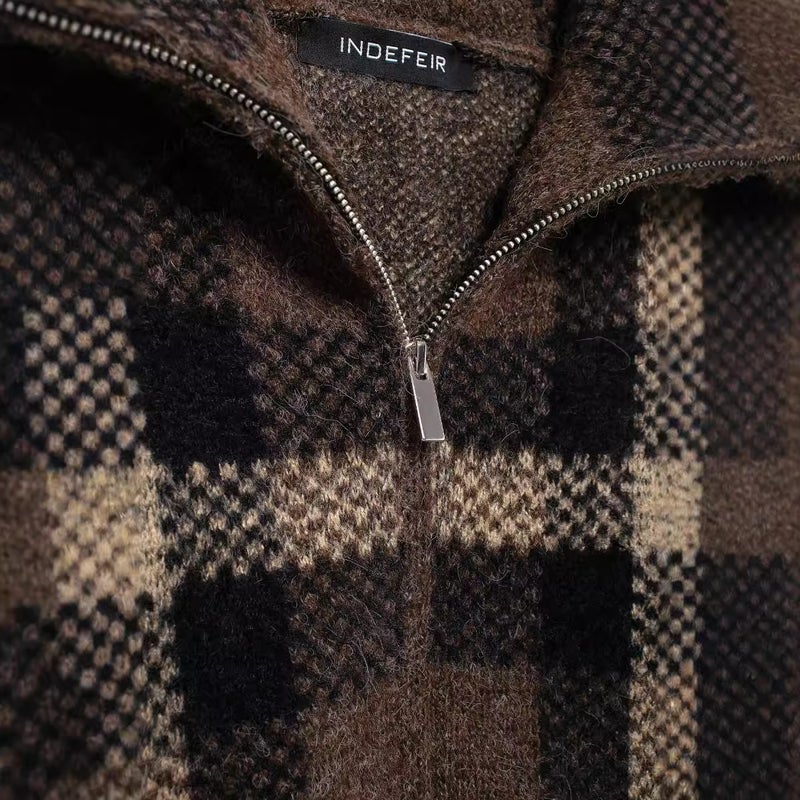 Europe and the United States cross-border wholesale 2024 autumn new womens plaid knitted collar bomber jacket coat women Picture color - Image 4