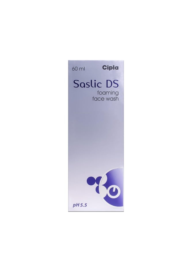 Cipla Saslic DS Foaming Face Wash | 2% Salicylic Acid | Acne Prevention | Pore Unclogging Formula for Clear Skin | 60ml - Image 1
