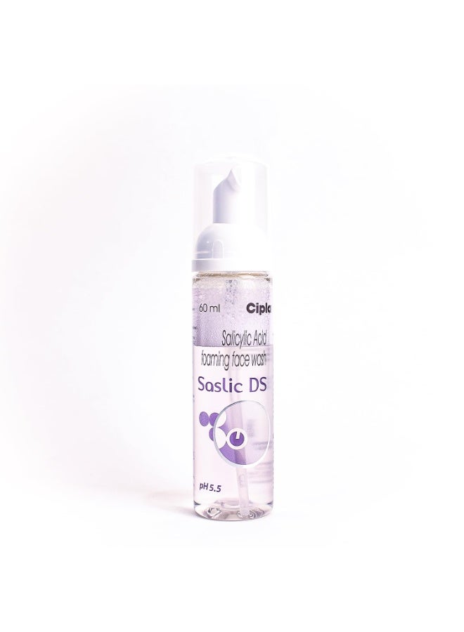 Cipla Saslic DS Foaming Face Wash | 2% Salicylic Acid | Acne Prevention | Pore Unclogging Formula for Clear Skin | 60ml - Image 3