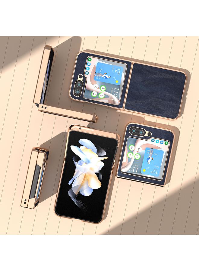 S-TOP Case For Samsung Galaxy Z Flip5 Nano Plating Cowhide Texture PU Phone Case - Image 3