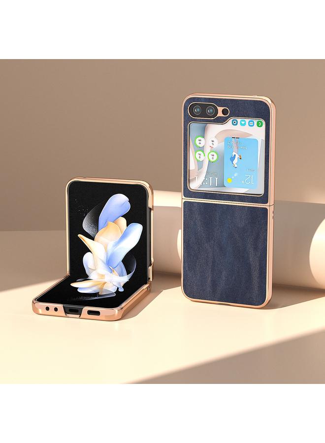 S-TOP Case For Samsung Galaxy Z Flip5 Nano Plating Cowhide Texture PU Phone Case - Image 2
