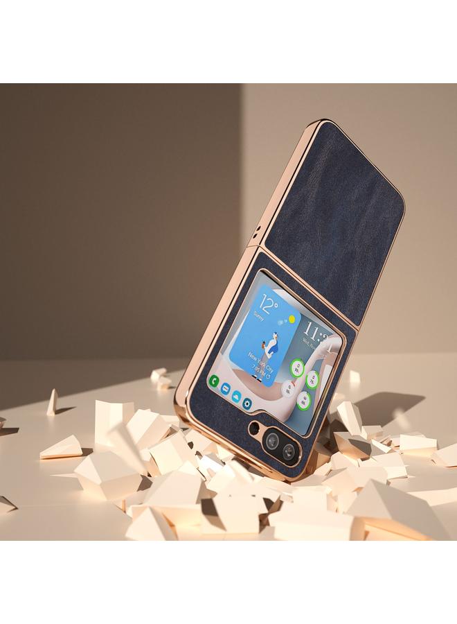 S-TOP Case For Samsung Galaxy Z Flip5 Nano Plating Cowhide Texture PU Phone Case - Image 4