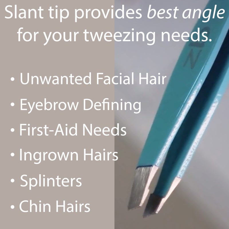 Zizzili Basics Tweezers - Limited Edition Aqua OmbrÃ© Slant Tweezer - Best Tweezers for Eyebrow, Hair Removal and Your Precision Needs - Image 3