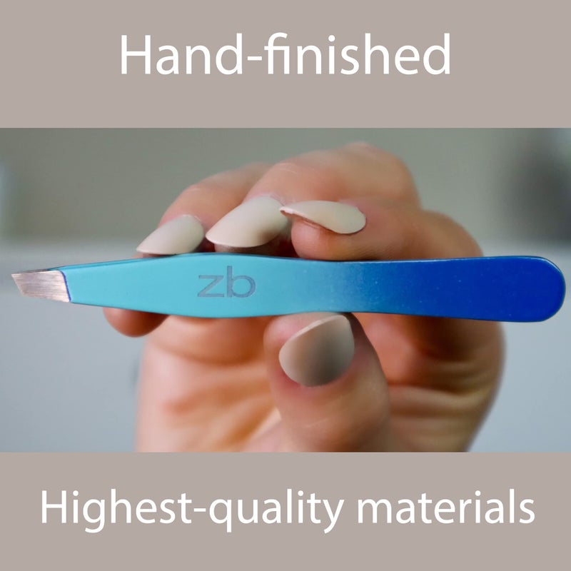 Zizzili Basics Tweezers - Limited Edition Aqua OmbrÃ© Slant Tweezer - Best Tweezers for Eyebrow, Hair Removal and Your Precision Needs - Image 4