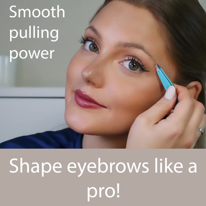 Zizzili Basics Tweezers - Limited Edition Aqua OmbrÃ© Slant Tweezer - Best Tweezers for Eyebrow, Hair Removal and Your Precision Needs - Image 2