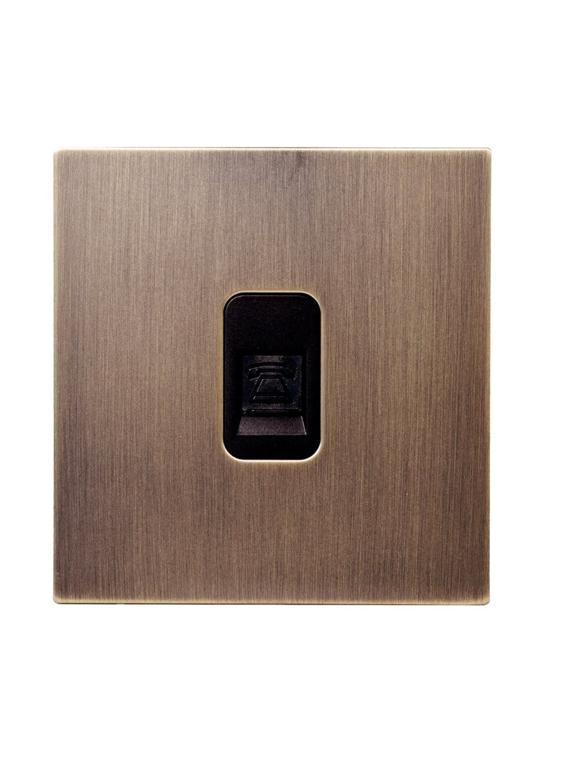 Donmarco - TEL Socket (RJ11) – Stainless Steel Panel, Durable and Reliable Connection , Fire-Resistant , 3-Year Warranty (Light Antique Brass) - Image 1