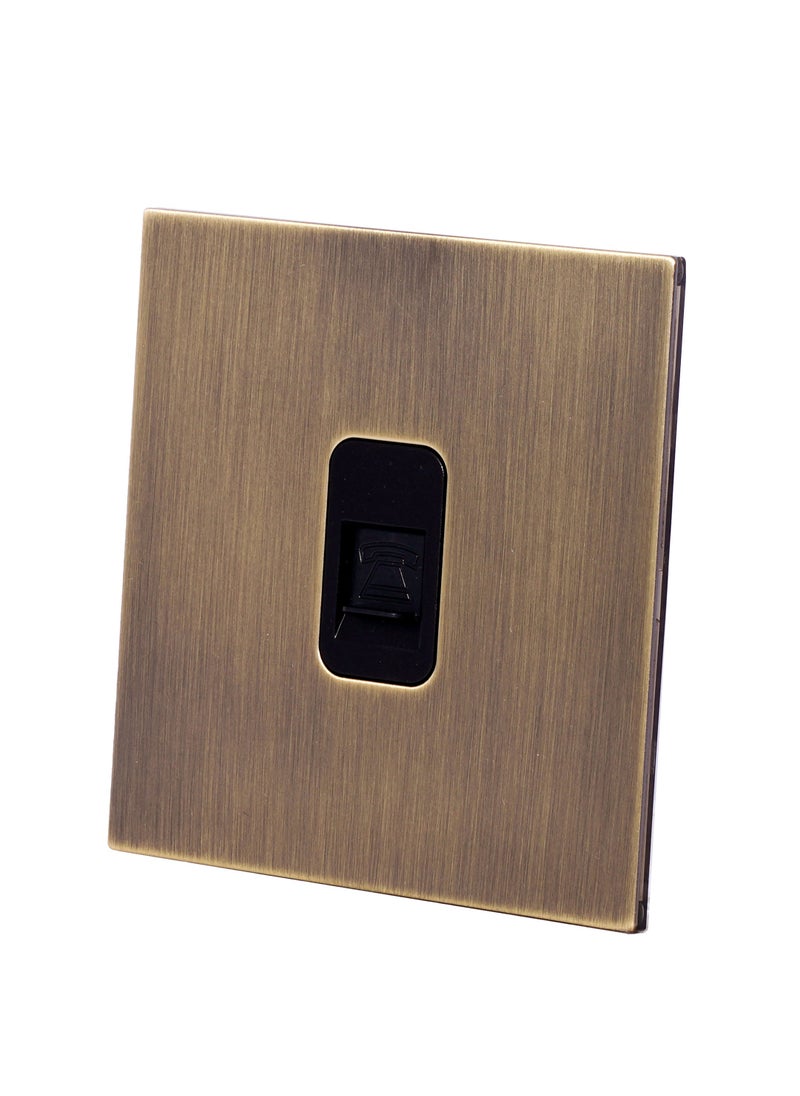 Donmarco - TEL Socket (RJ11) – Stainless Steel Panel, Durable and Reliable Connection , Fire-Resistant , 3-Year Warranty (Light Antique Brass) - Image 1