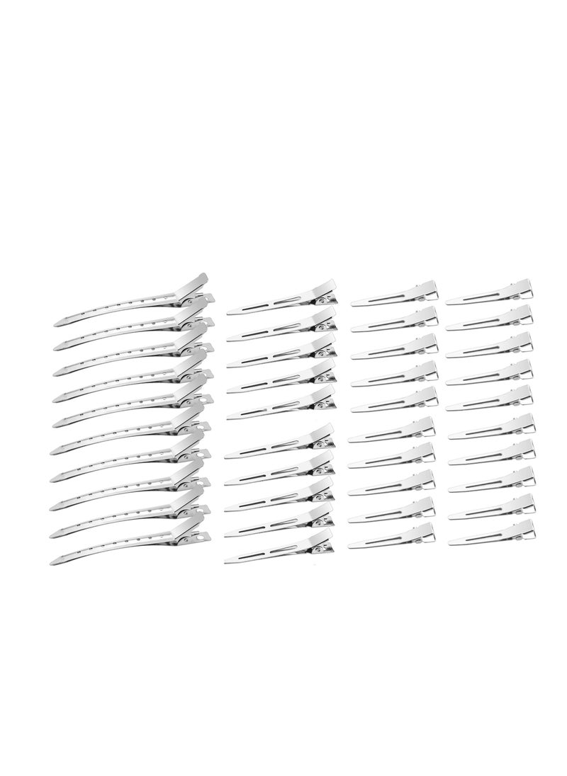 Wi - 40 Pcs Metal Duck Billed Hair Clips for Styling Sectioning,Silver for Women Long Hair, Alligator Curl Clips for Hair Roller,Salon,Bows DIY with Case - Image 1