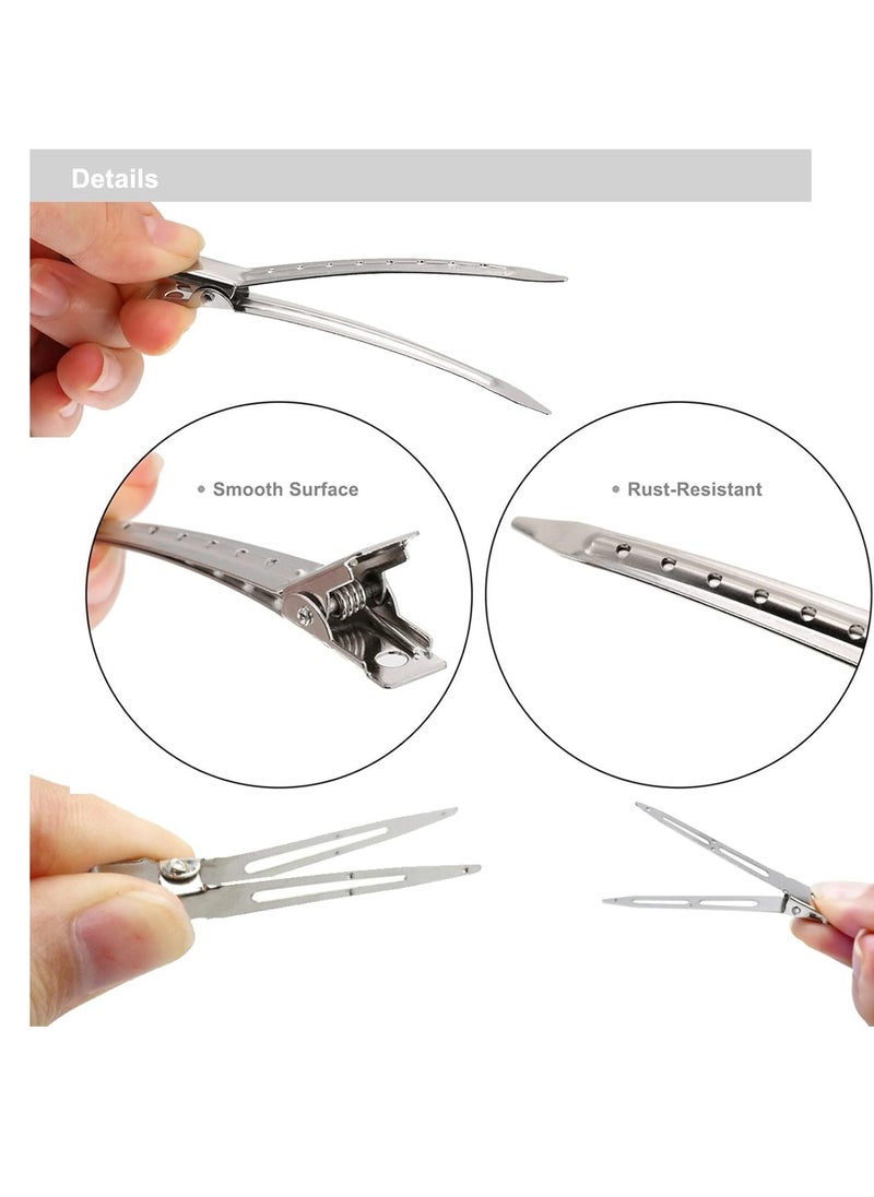 Wi - 40 Pcs Metal Duck Billed Hair Clips for Styling Sectioning,Silver for Women Long Hair, Alligator Curl Clips for Hair Roller,Salon,Bows DIY with Case - Image 1