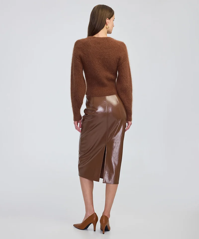 Ipekyol  Faux Patent Leather Midi Skirt for Women | Best Price UAE