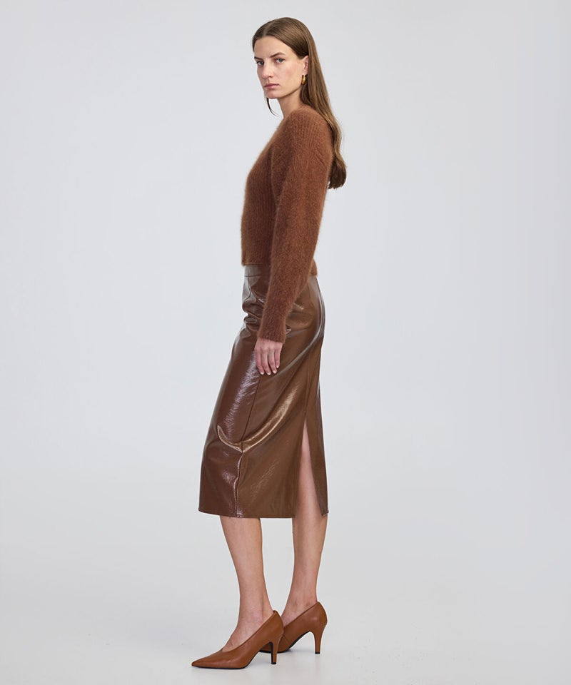 Ipekyol Faux Patent Leather Midi Skirt - Image 2