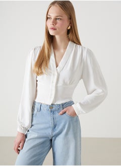 V Neck Crop Women's Blouse
