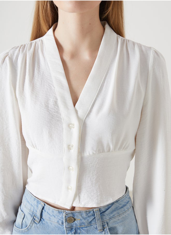 LC WAIKIKI - V Neck Crop Women's Blouse - Image 1