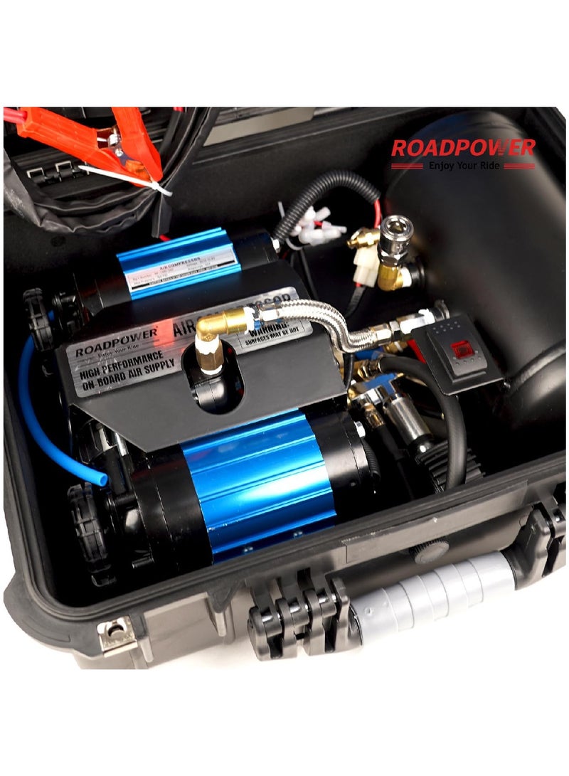 RoadPower 2 Cylinder Car Air Compressor Ultra Extreme 4x4 Tire Super Air Flow Portable 150 PSI AMP 62A 12V Tire Inflator For Car Truck Bicycle Football And Other Inflatables With Carry Box  - Image 5