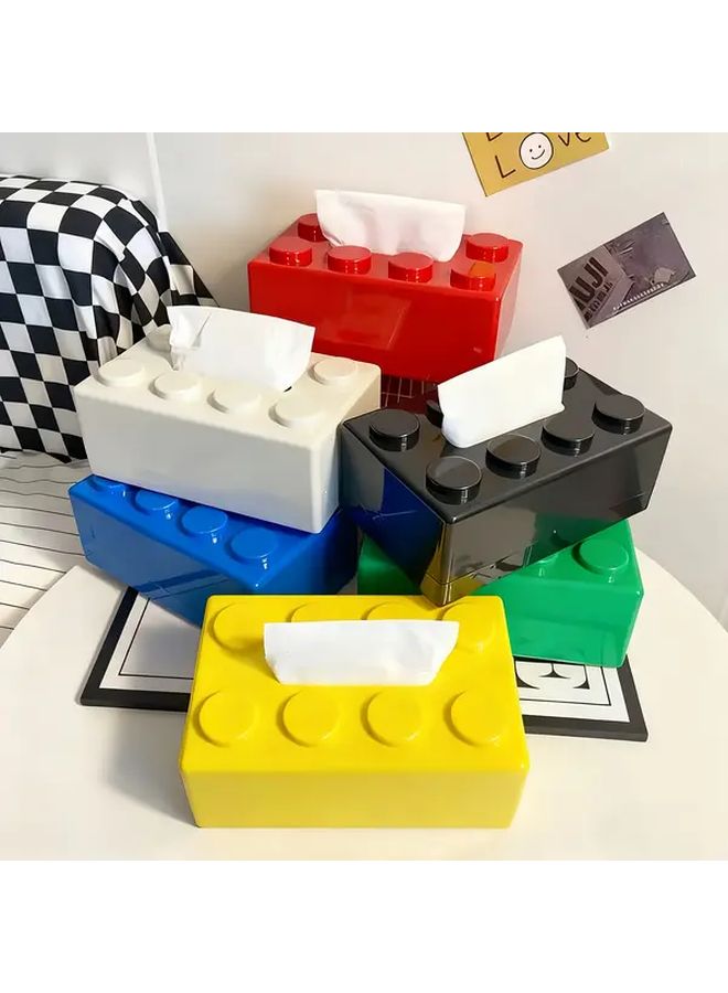White Dopamine Building Block Paper Towel Holder Large Capacity Spring Loaded Tissue Box - Image 1