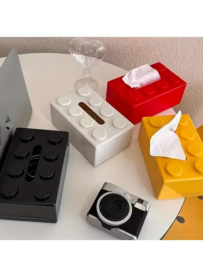 White Dopamine Building Block Paper Towel Holder Large Capacity Spring Loaded Tissue Box - Image 5