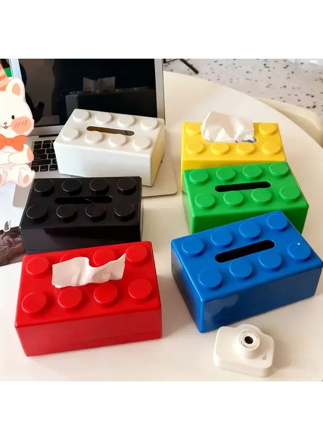 White Dopamine Building Block Paper Towel Holder Large Capacity Spring Loaded Tissue Box - Image 2