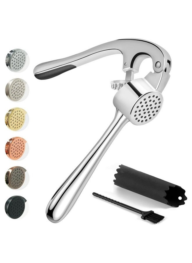 Beauenty Premium Garlic Press, Garlic Mincer Set with Silicone Roller Peeler & Cleaning Brush, Easy to Squeeze and Clean, Rust Proof & Dishwasher Safe, Professional Efficient Ginger Crusher - Image 1