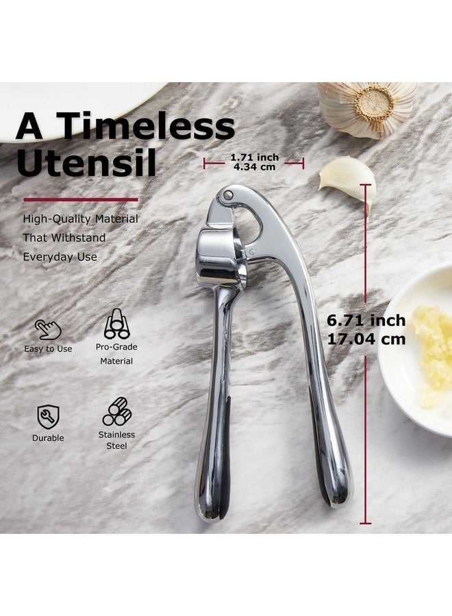 Beauenty Premium Garlic Press, Garlic Mincer Set with Silicone Roller Peeler & Cleaning Brush, Easy to Squeeze and Clean, Rust Proof & Dishwasher Safe, Professional Efficient Ginger Crusher - Image 2