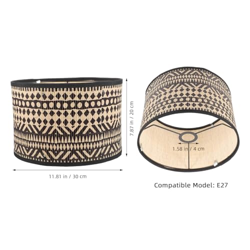 Uonlytech Bamboo Lamp Shade, Vintage Drum Lampshade Table Lamp Shade Chandelier Lamp Covers Replacement Light Accessory for Pendant Floor Lamps, 30X30x20CM - Image 2