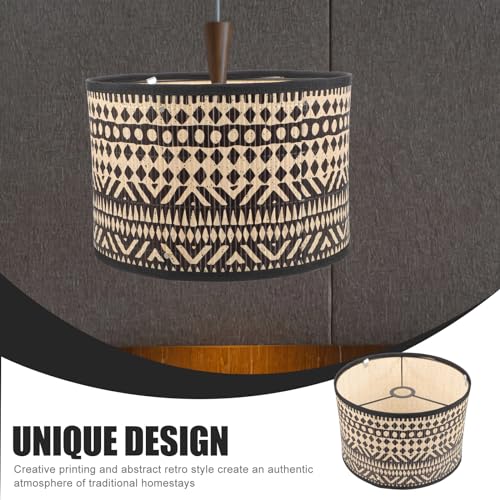 Uonlytech Bamboo Lamp Shade, Vintage Drum Lampshade Table Lamp Shade Chandelier Lamp Covers Replacement Light Accessory for Pendant Floor Lamps, 30X30x20CM - Image 3