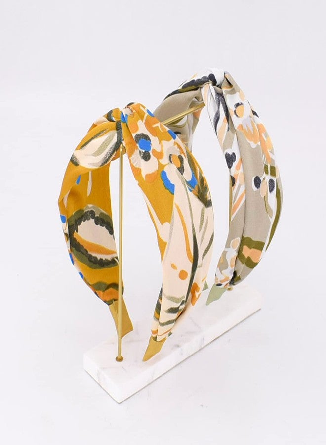 بي جود أطواق شعر بيجود للنساء، أطواق شعر عريضة معقودة بتصميم استوائي، أطواق شعر عصرية، ربطة شعر على شكل عقدة متقاطعة، إكسسوارات شعر توربان للبنات، قطعتان - Image 5