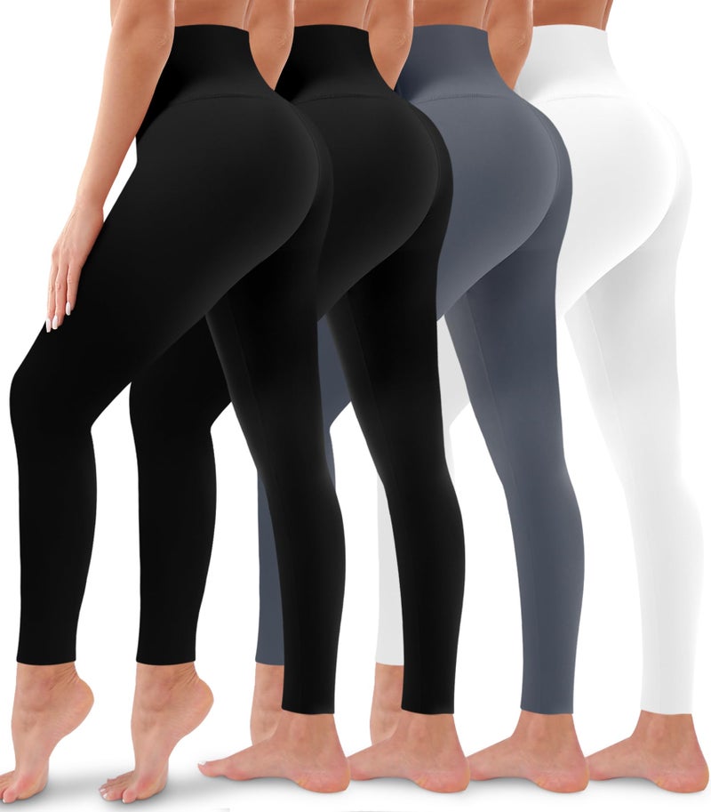 Bluemaple 4 Pack Leggings for Women Butt Lift High Waisted Tummy Control No See-Through Yoga Pants Workout Running Leggings - Image 1