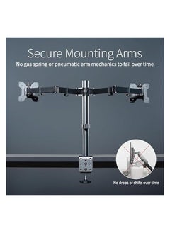 erorex Dual Monitor Desk Mount, Heavy Duty Fully Adjustable Stand, Fits 2 LCD LED Screens up to 30 inches, Black, STAND-V002  - Image 4