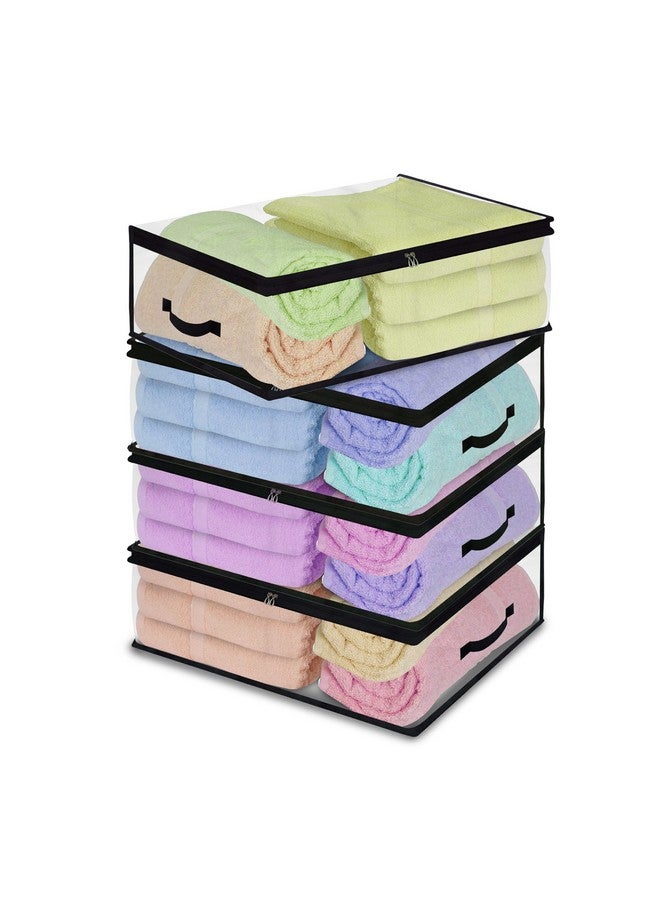 IMAWORKS Transparent Plastic Clothes Storage Bag (Pack of 4) | Clothes Organiser for Wardrobe | Saree Covers with zip |Saree Organizer for Wardrobe | Saree Bags Storage | Saree Covers for Storage - Image 1