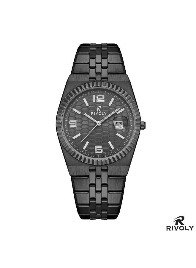 ريفولي ساعة يد أنيقة من RIVOLY بتصميم فاخر وآلية دقيقة، مزودة بعرض تاريخ وسوار مريح، تجمع بين الأناقة والمتانة للاستخدام اليومي والمناسبات.