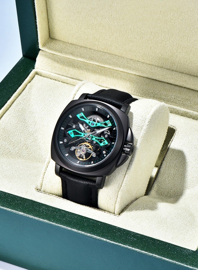 PAGANI DESIGN Automatic Men's Watches Stainless Steel Mechanical Skeleton Wrist Watch with PU Leather Watchband - Image 3