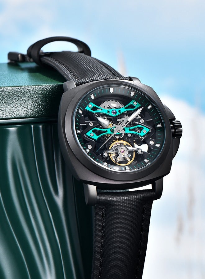 PAGANI DESIGN Automatic Men's Watches Stainless Steel Mechanical Skeleton Wrist Watch with PU Leather Watchband - Image 4