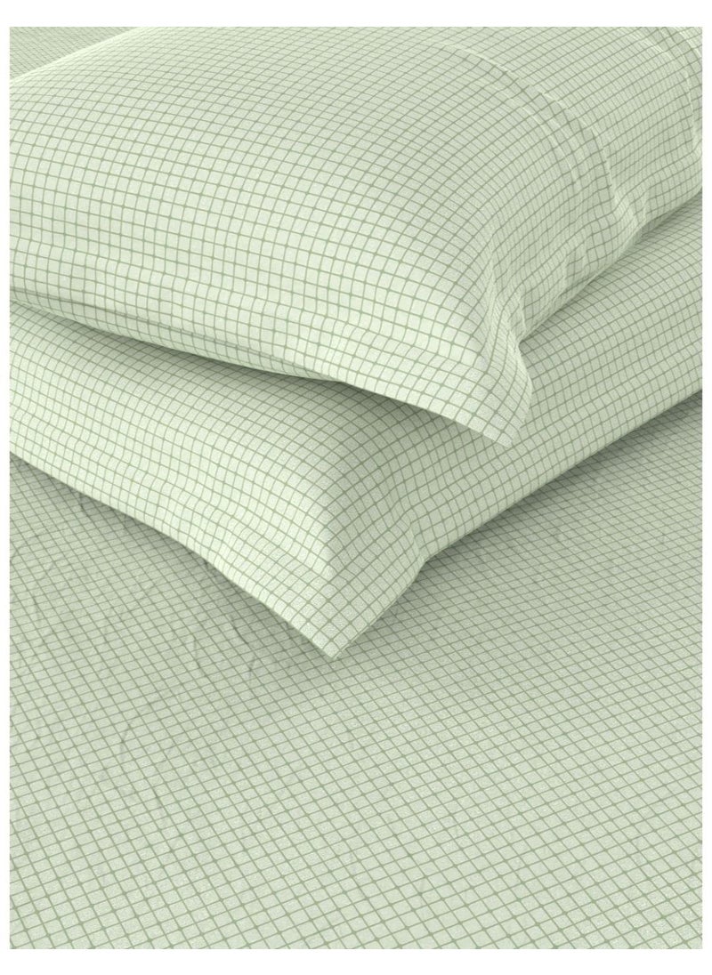 Bianca BIANCA Extra Soft 100% Satin Egyptian Cotton XL King Size Bedsheet with 2 Pillow Covers -3pc Set (Botanical) | 100% Extra Soft Satin Egyptian Cotton Designer | Checks-sage  - Image 5