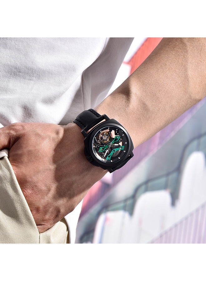 PAGANI DESIGN Automatic Men's Watches Stainless Steel Mechanical Skeleton Wrist Watch with PU Leather Watchband - Image 2