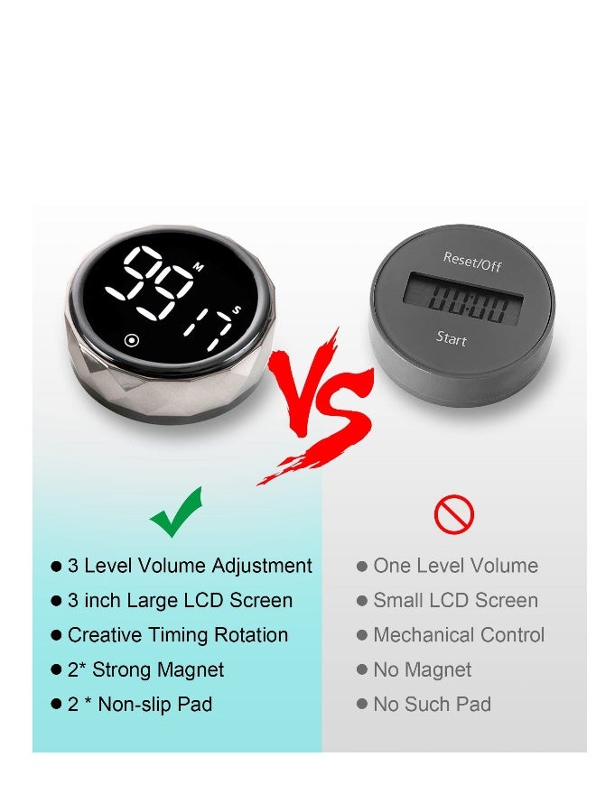 Timer, Magnetic Timer for Classroom Board, Digital Kitchen Timer with Large LED Digital Display for Cooking Fitness Baking Learning Teaching for Children and Seniors  - Image 4