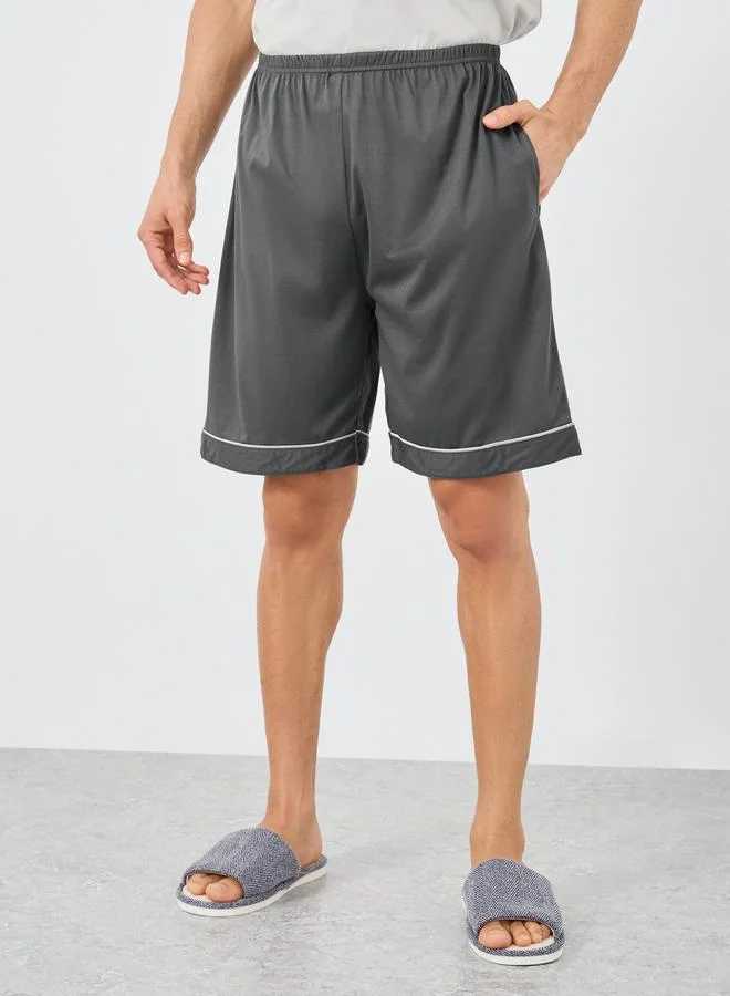 Styli Styli Minimal Print Raglan Sleeve T-Shirt and Shorts Set
