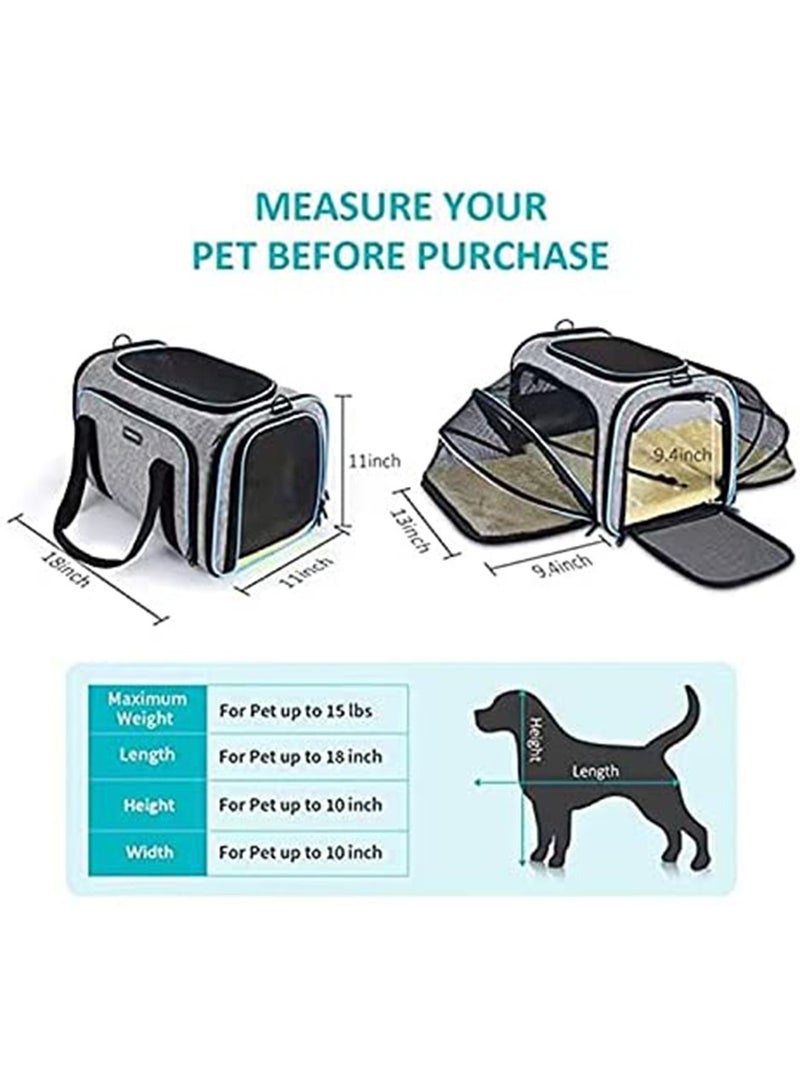 Pet Carrier Large Soft Sided Travel Bag(Grey)