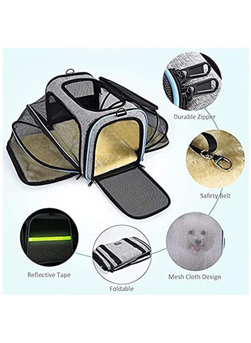 Pet Carrier Large Soft Sided Travel Bag(Grey)